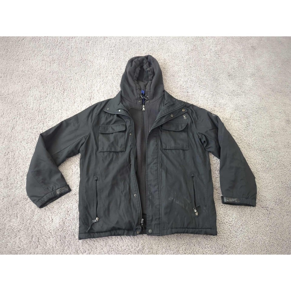 Calvin Klein Jacket Mens M Black Layered Hooded Water & Wind Resistant Outdoor